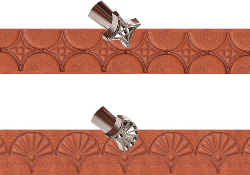 PANSHIYON Leather Stamps,2 Pcs Professional Leather Border Stamping Tools for Craft Working(109+84-92) - Image 1